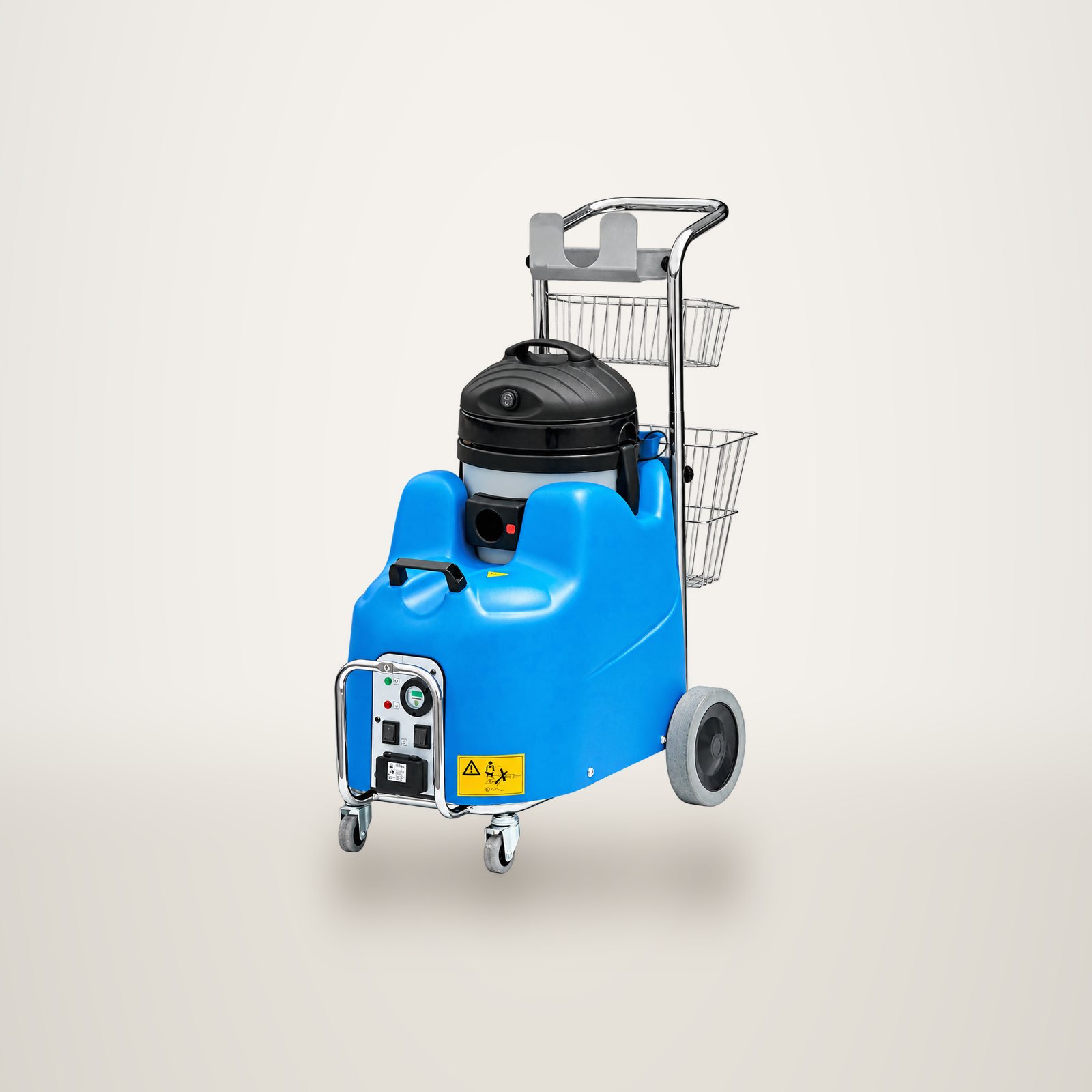 Notre nettoyeur vapeur professionnel bleu sur chariot avec paniers